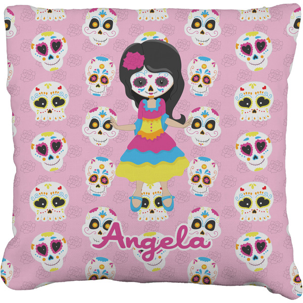 Custom Kids Sugar Skulls Faux-Linen Throw Pillow 20" (Personalized)