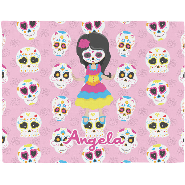 Custom Kids Sugar Skulls Woven Fabric Placemat - Twill w/ Name or Text