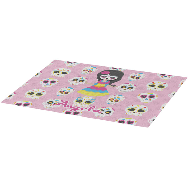 Kids Sugar Skulls Burlap Placemat (Angle View)