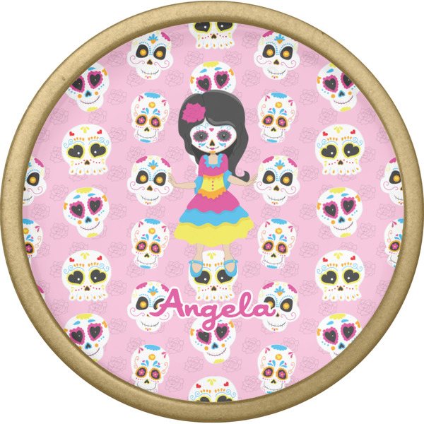 Kids Sugar Skulls Cabinet Knob - Gold - Front