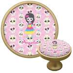 Kids Sugar Skulls Cabinet Knob - Gold (Personalized)