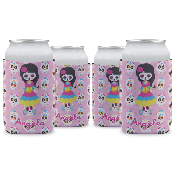 Custom Kids Sugar Skulls Can Cooler (12 oz) - Set of 4 w/ Name or Text