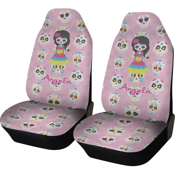 Custom Kids Sugar Skulls Car Seat Covers (Set of Two) (Personalized)