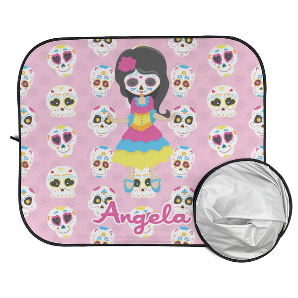 Kids Sugar Skulls Car Sun Shades - FOLDED & UNFOLDED
