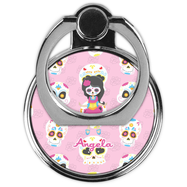 Kids Sugar Skulls Cell Phone Ring Stand & Holder - Front (Collapsed)