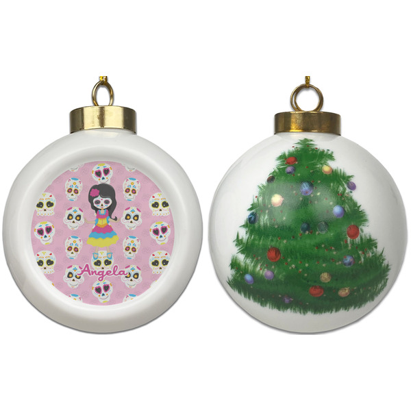 Kids Sugar Skulls Ceramic Christmas Ornament - X-Mas Tree (APPROVAL)