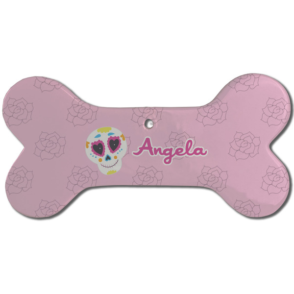 Kids Sugar Skulls Ceramic Flat Ornament - Bone Front