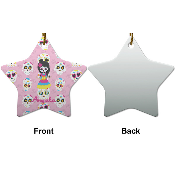 Kids Sugar Skulls Ceramic Flat Ornament - Star Front & Back (APPROVAL)