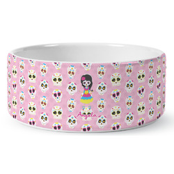 Kids Sugar Skulls Ceramic Dog Bowl - Large (Personalized)