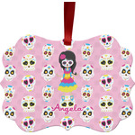 Kids Sugar Skulls Metal Frame Ornament - Double Sided w/ Name or Text