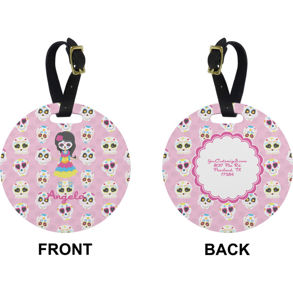 Kids Sugar Skulls Circle Luggage Tag (Front + Back)