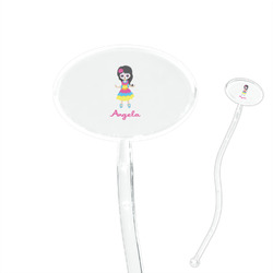 Kids Sugar Skulls 7" Oval Plastic Stir Sticks - Clear (Personalized)