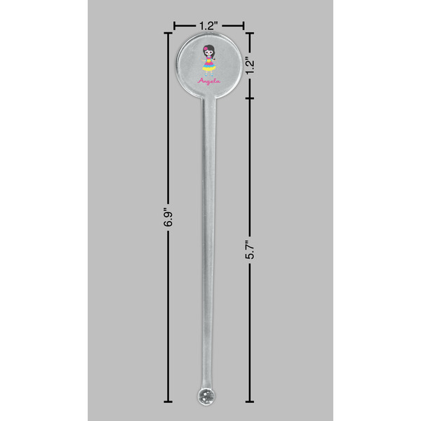 Kids Sugar Skulls Clear Plastic 7" Stir Stick - Round - Dimensions