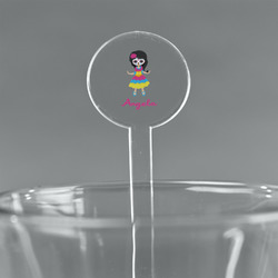 Kids Sugar Skulls 7" Round Plastic Stir Sticks - Clear (Personalized)