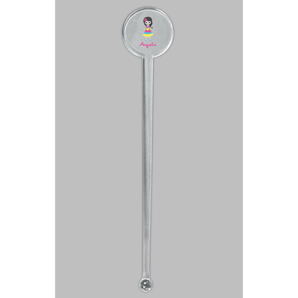 Kids Sugar Skulls Clear Plastic 7" Stir Stick - Round - Single Stick
