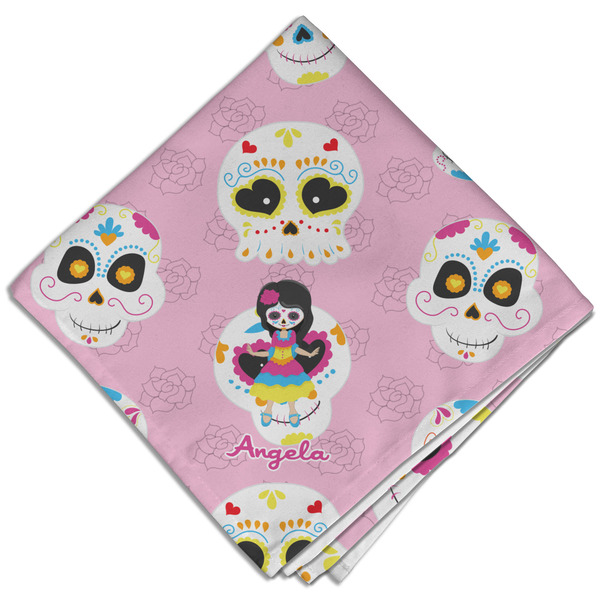 Custom Kids Sugar Skulls Cloth Dinner Napkin - Single w/ Name or Text
