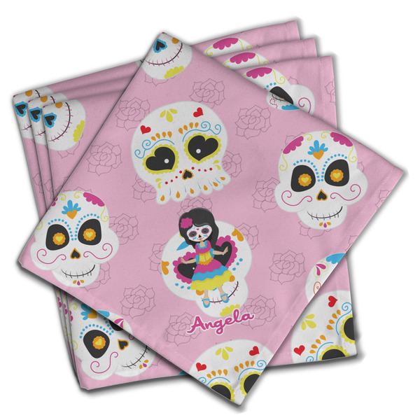 Custom Kids Sugar Skulls Cloth Napkins (Set of 4) (Personalized)