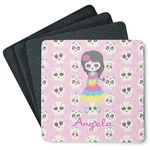 Kids Sugar Skulls Square Rubber Backed Coasters - Set of 4 (Personalized)