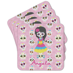 Kids Sugar Skulls Cork Coaster - Set of 4 w/ Name or Text