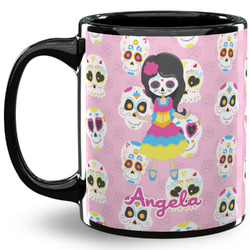 Kids Sugar Skulls 11 Oz Coffee Mug - Black (Personalized)