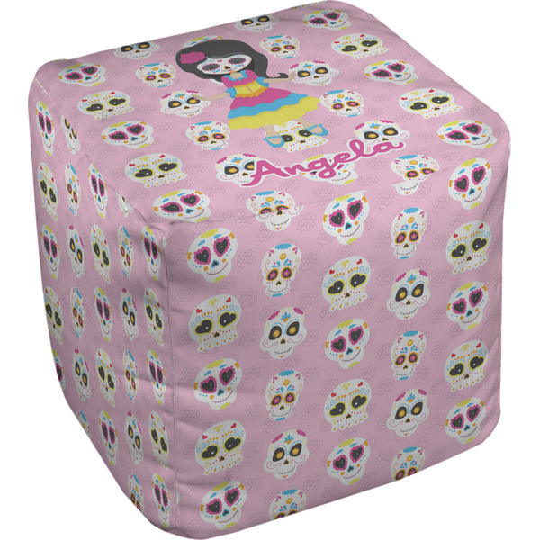 Custom Kids Sugar Skulls Cube Pouf Ottoman (Personalized)