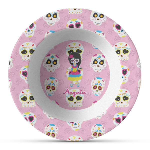 Custom Kids Sugar Skulls Plastic Bowl - Microwave Safe - Composite Polymer (Personalized)