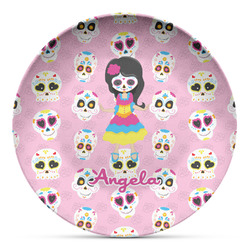 Kids Sugar Skulls Microwave Safe Plastic Plate - Composite Polymer (Personalized)