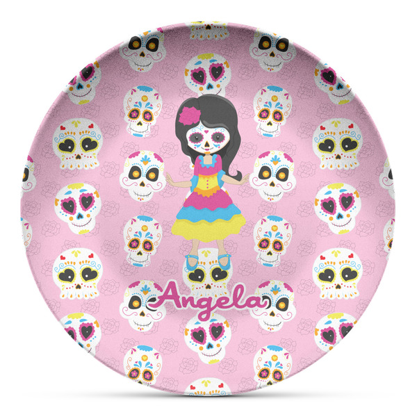 Custom Kids Sugar Skulls Microwave Safe Plastic Plate - Composite Polymer (Personalized)