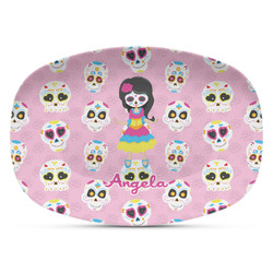 Kids Sugar Skulls Plastic Platter - Microwave & Oven Safe Composite Polymer (Personalized)