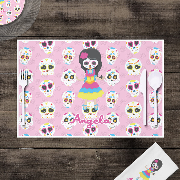 Kids Sugar Skulls Disposable Paper Placemat - In Context