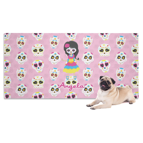 Custom Kids Sugar Skulls Dog Towel (Personalized)