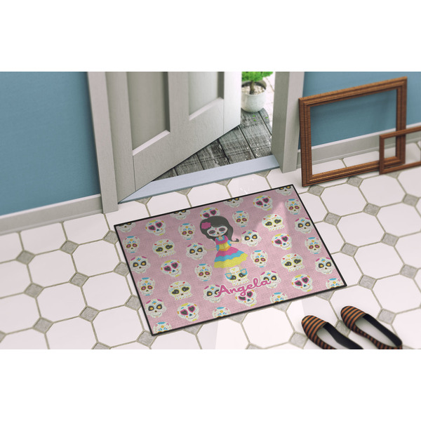 Kids Sugar Skulls Door Mat Lifestyle