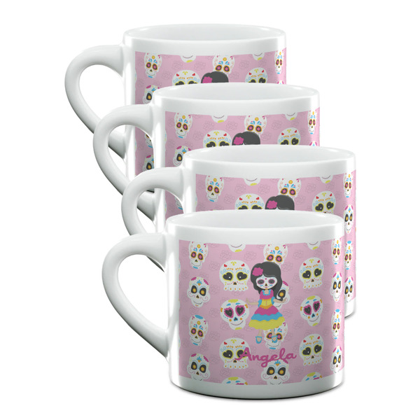 Custom Kids Sugar Skulls Double Shot Espresso Cups - Set of 4 (Personalized)