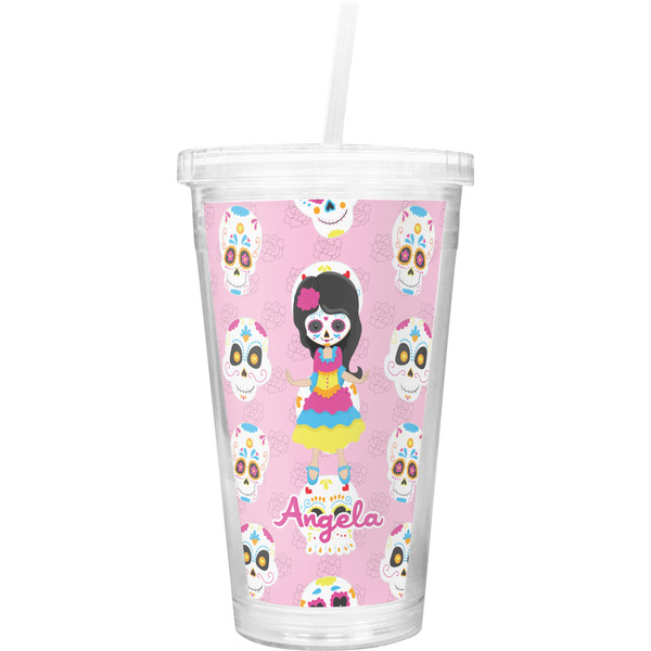 Custom Kids Sugar Skulls Double Wall Tumbler with Straw (Personalized)