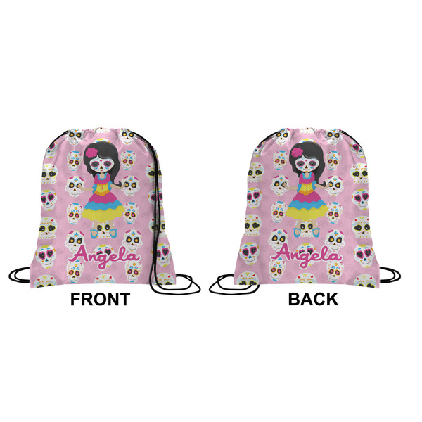 Kids Sugar Skulls Drawstring Backpack Front & Back Medium