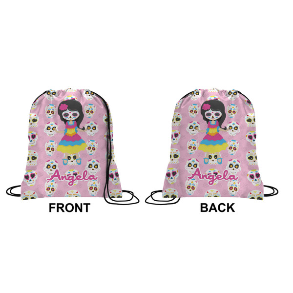 Kids Sugar Skulls Drawstring Backpack Front & Back Small