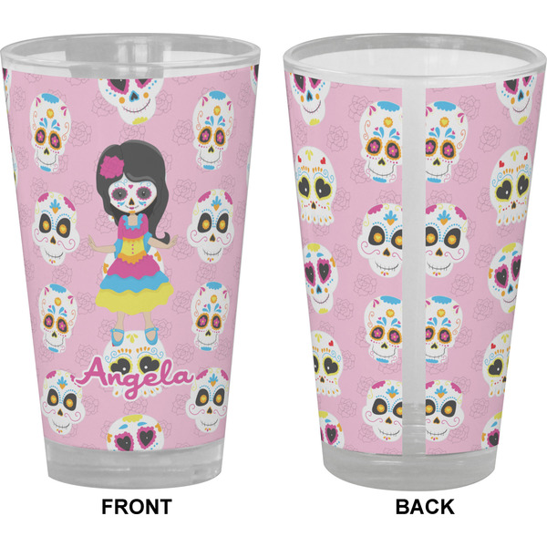 Kids Sugar Skulls Pint Glass - Full Color - Front & Back Views