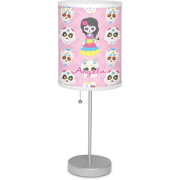 Custom Kids Sugar Skulls 7" Drum Lamp with Shade Linen (Personalized)