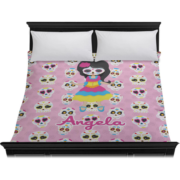 Kids Sugar Skulls Duvet Cover - King - On Bed - No Prop