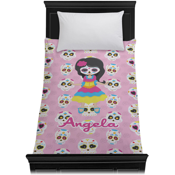 Kids Sugar Skulls Duvet Cover - Twin - On Bed - No Prop