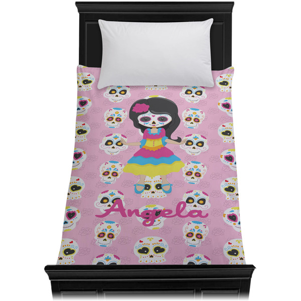 Kids Sugar Skulls Duvet Cover - Twin XL - On Bed - No Prop