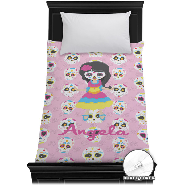 Custom Kids Sugar Skulls Duvet Cover - Twin XL (Personalized)