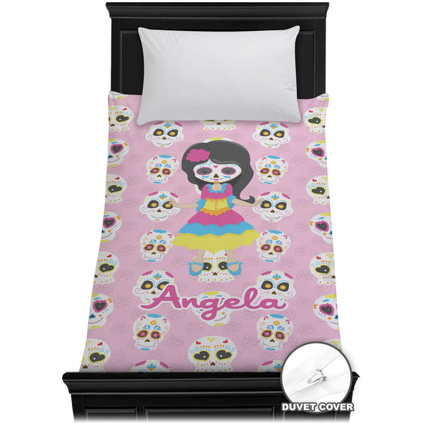 Custom Kids Sugar Skulls Duvet Cover - Twin (Personalized)