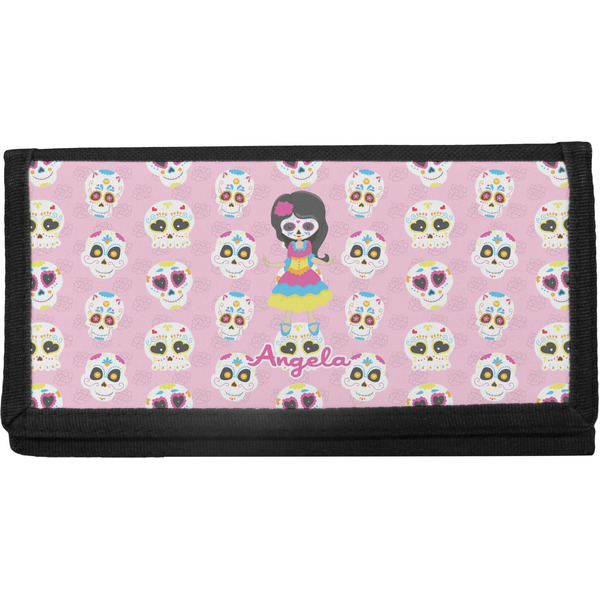 Custom Kids Sugar Skulls Canvas Checkbook Cover (Personalized)