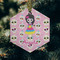 Kids Sugar Skulls Frosted Glass Ornament - Hexagon (Lifestyle)