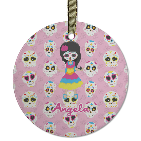 Kids Sugar Skulls Frosted Glass Ornament - Round