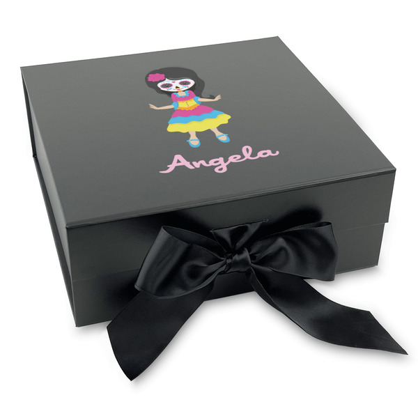 Custom Kids Sugar Skulls Gift Box with Magnetic Lid - Black (Personalized)