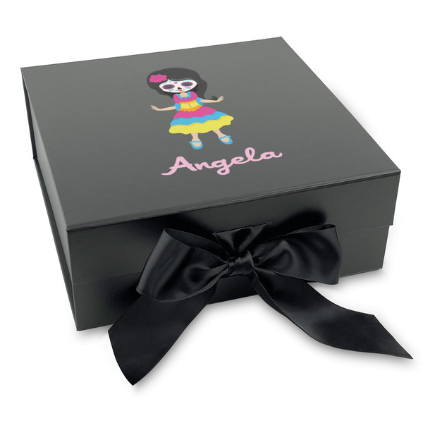 Kids Sugar Skulls Gift Boxes with Magnetic Lid - Black - Front (angle)