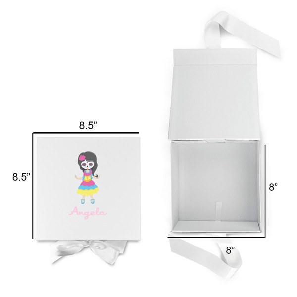Kids Sugar Skulls Gift Boxes with Magnetic Lid - White - Open & Closed