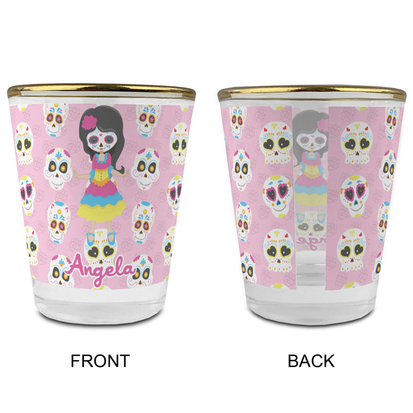 Kids Sugar Skulls Glass Shot Glass - with gold rim - APPROVAL